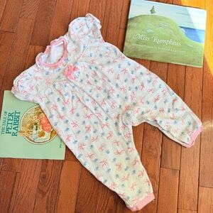 Vintage Carter’s Floral Bow Pastel 🎀 Bubble Romper or Sleeper, 12m